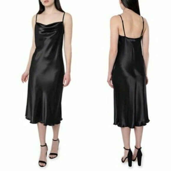 NWT BEBE SATIN MIDI SLIP BLACK DRESS ,XL - Picture 5 of 6